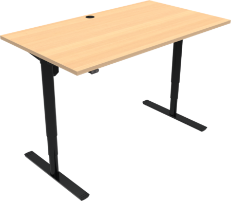 To-bens hæve-/sænkebord ZenNord ComfortZone 65-125 cm 140Ã80 cm højdejusterbart skrivebord natur/sort